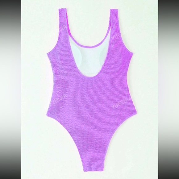 Brand New One-Piece Ribbed Purple Swimsuit - Picture 2 of 7